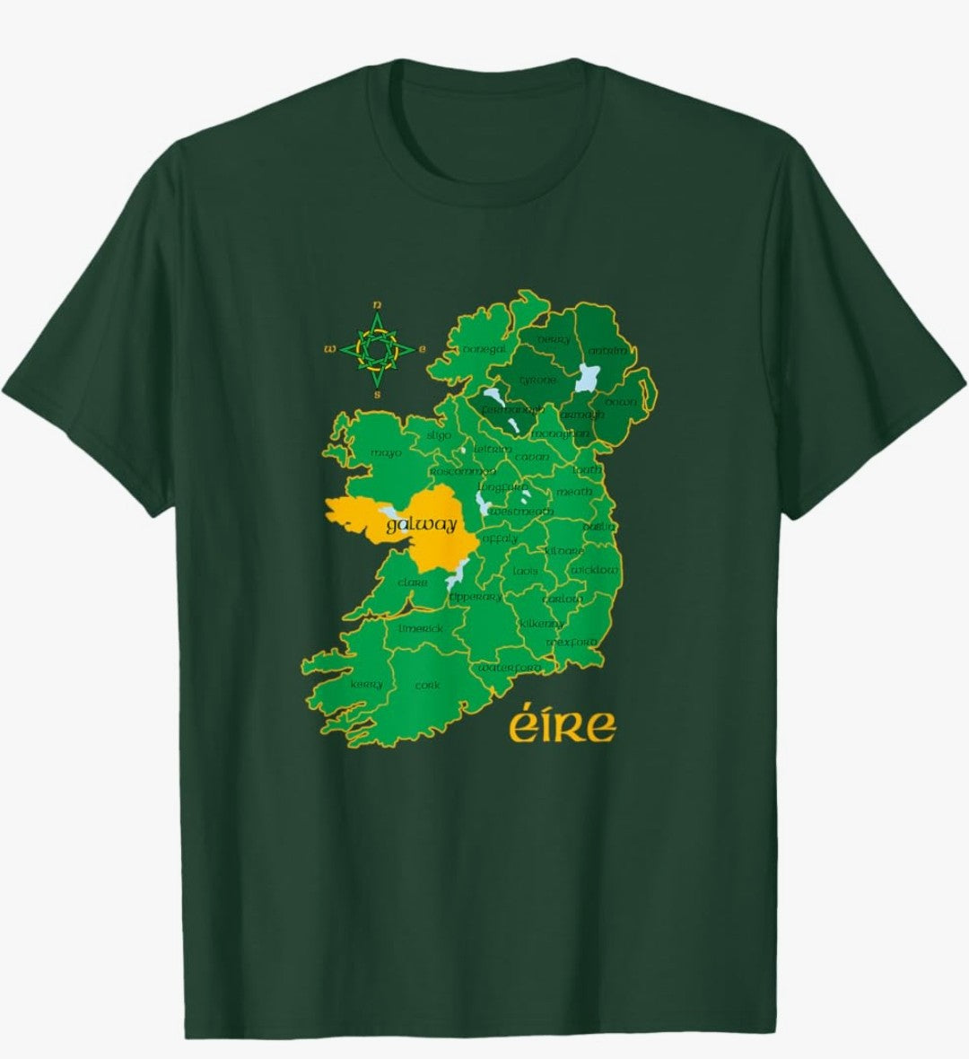 Galway Ireland Countey Map T-Shirt (2XL)