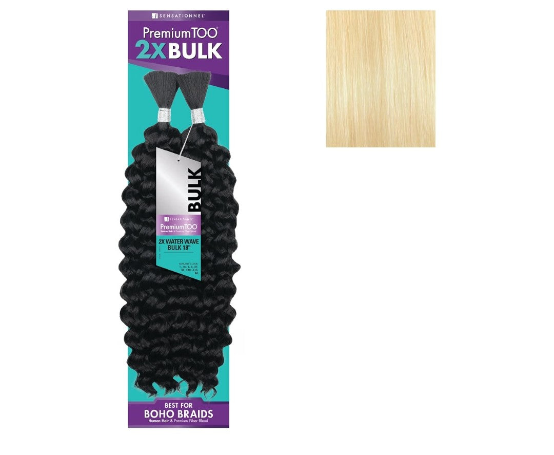 Sensationnel PremToo bulk weaving – 2x water wave human hair blend for boho, knotless box or curly loose wave styles - 1 pack (18 inch, 613 BLONDE)