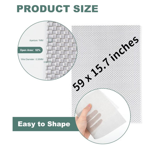 (213)
304 Stainless Steel Wire Mesh Screen,15.7 X 59 Inches.
