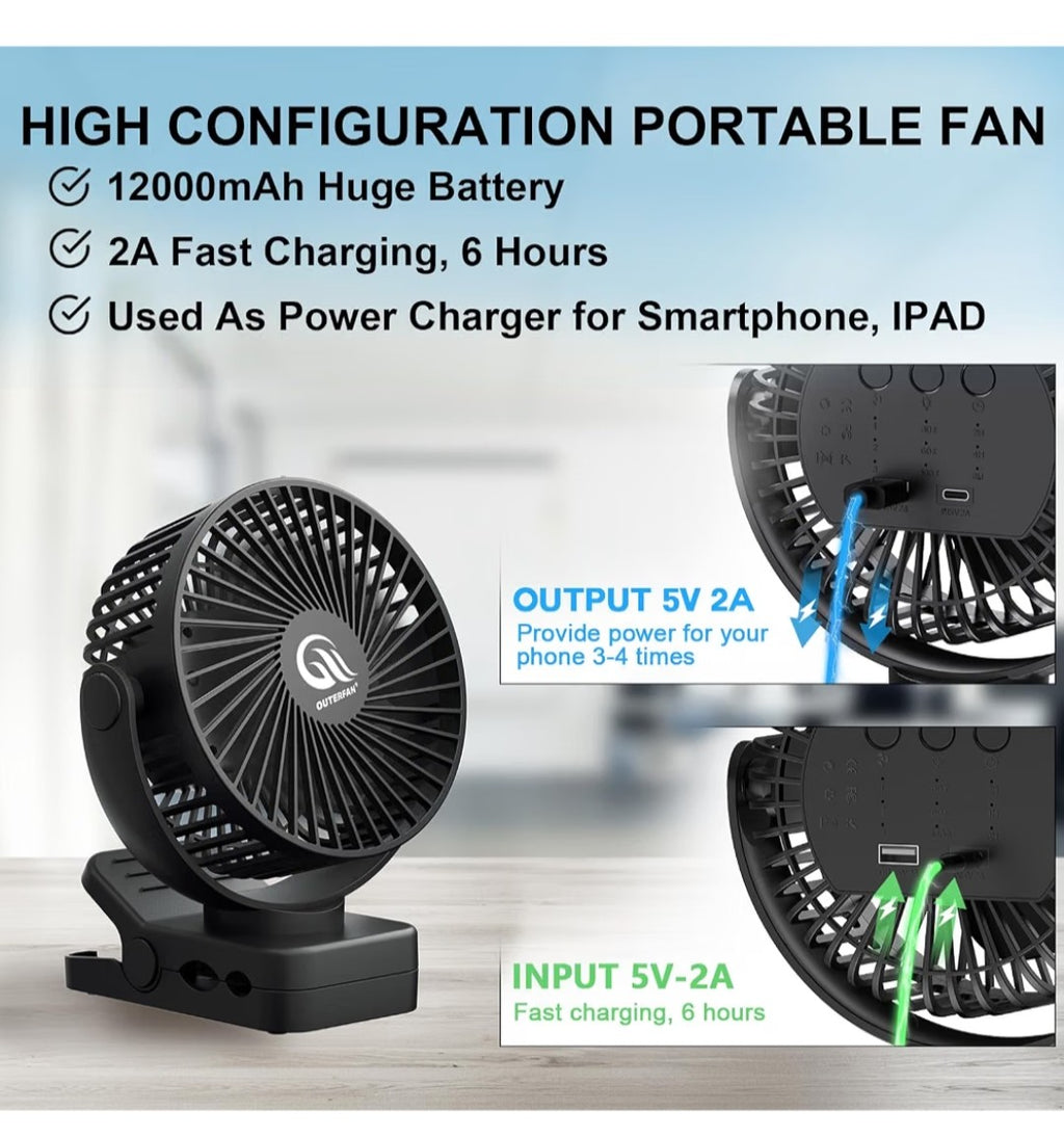 Portable Fan with Remote Control And LED Lights