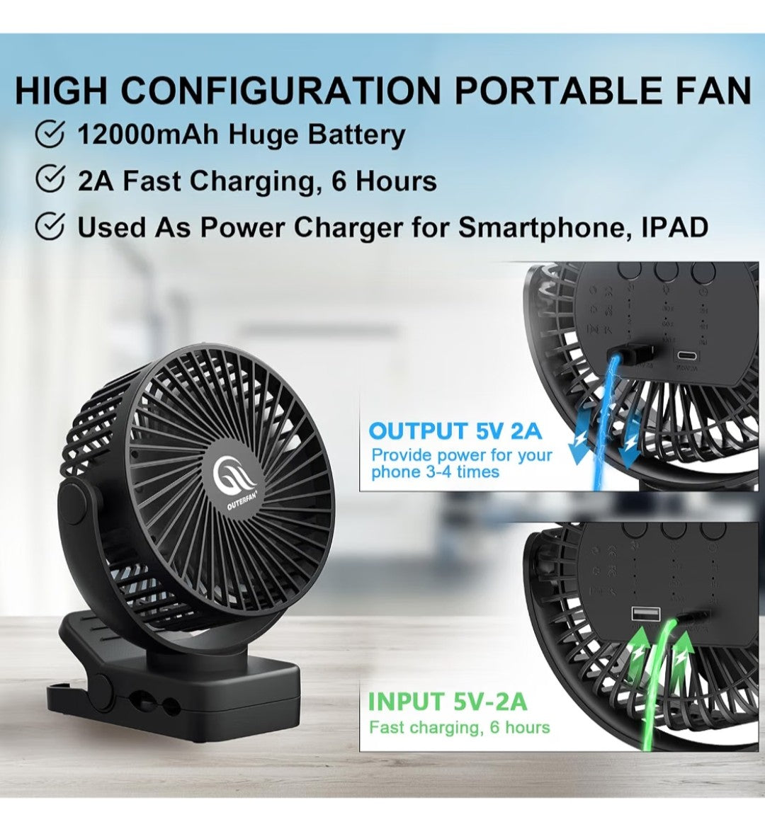Portable Fan with Remote Control And LED Lights