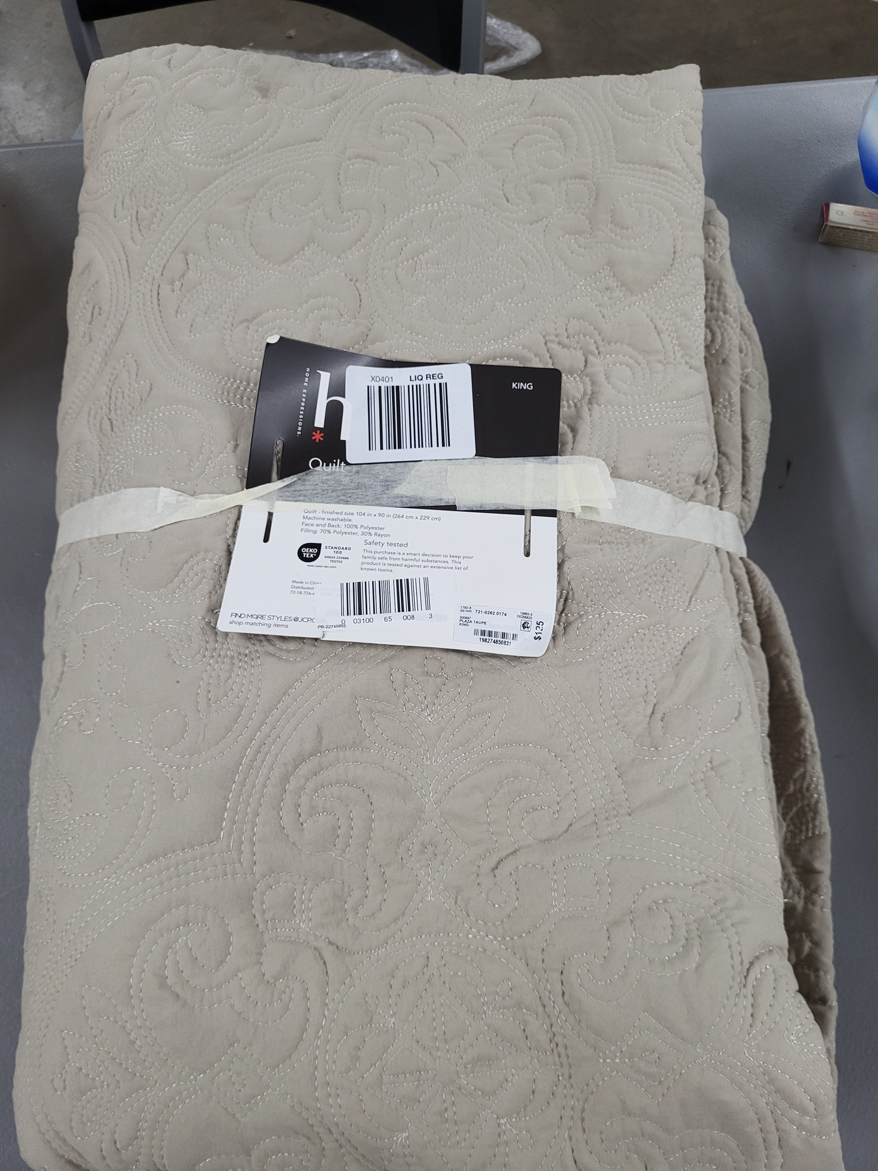 Home Expressions Harper Quilt King (Plaza Taupe)