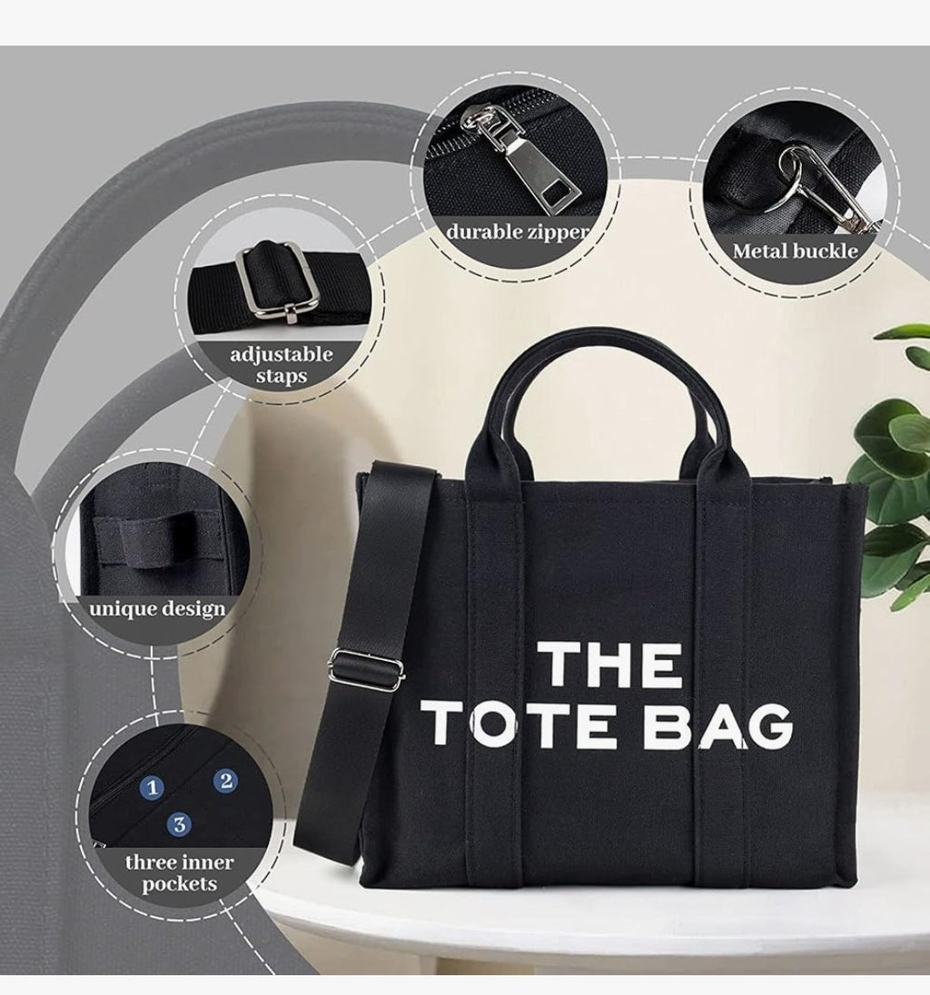 The Tote Bag for Women Crossbody Canvas Tote Bag Zipper Canvas Tote Bag for Office, Travel and Shopping