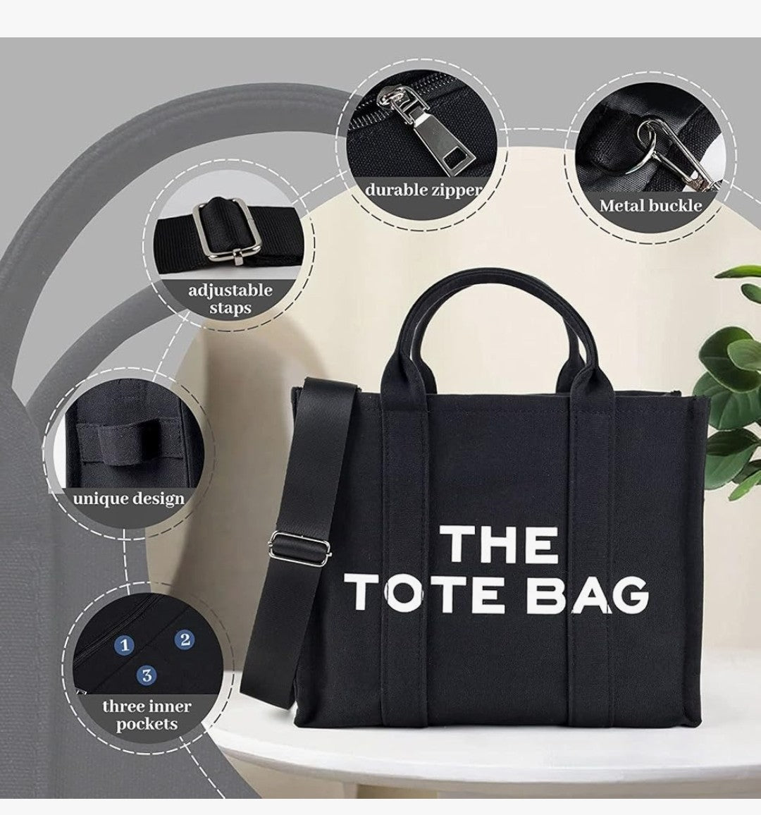 The Tote Bag for Women Crossbody Canvas Tote Bag Zipper Canvas Tote Bag for Office, Travel and Shopping