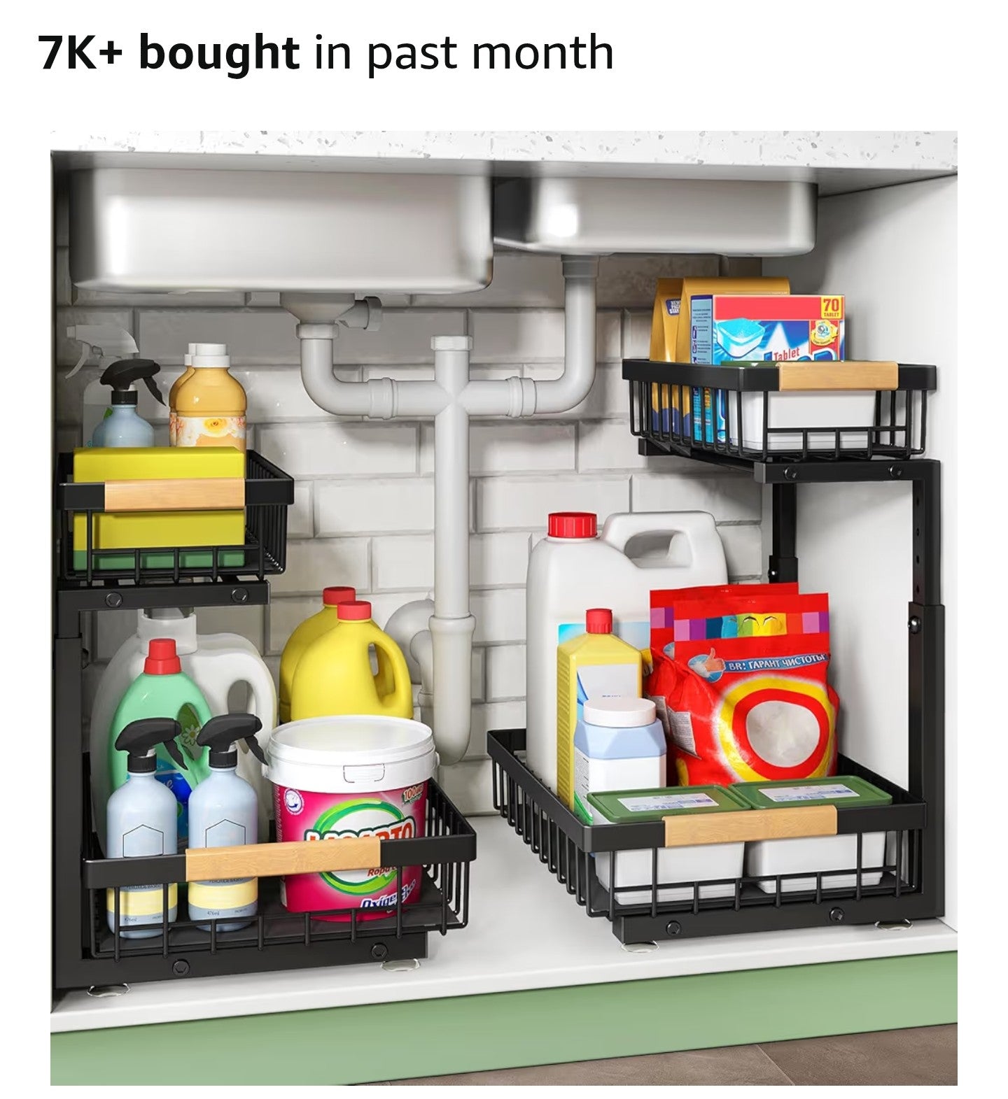 Kitstorack Under Sink Organizer, 2 Tier Under the Sink Storage