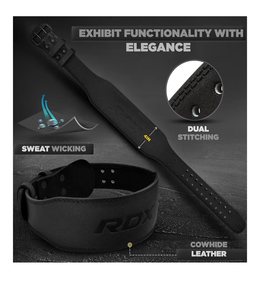 RDX Weight Lifting Belt Gym Fitness, Cowhide Leather, 4”
