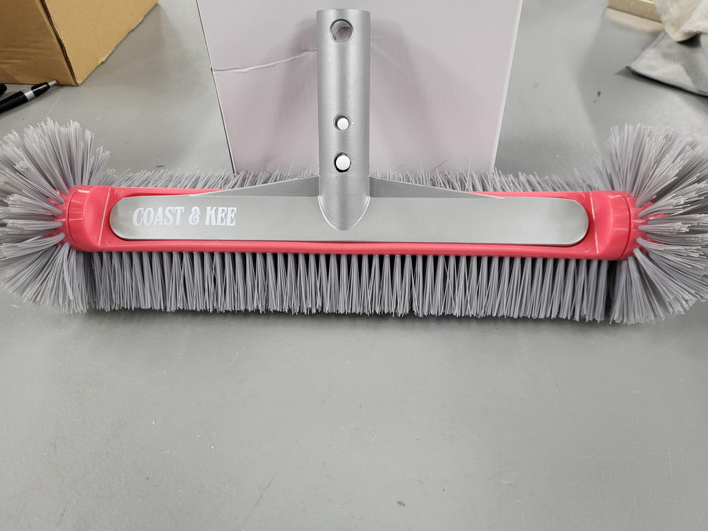 Pool Brush Head for Inground & Above Ground Pools | 10-Rows of Nylon Bristles Heavy-Duty Aluminum Handle | Swimming Cleaning Brush for Walls, Corners, Stairs & Floors