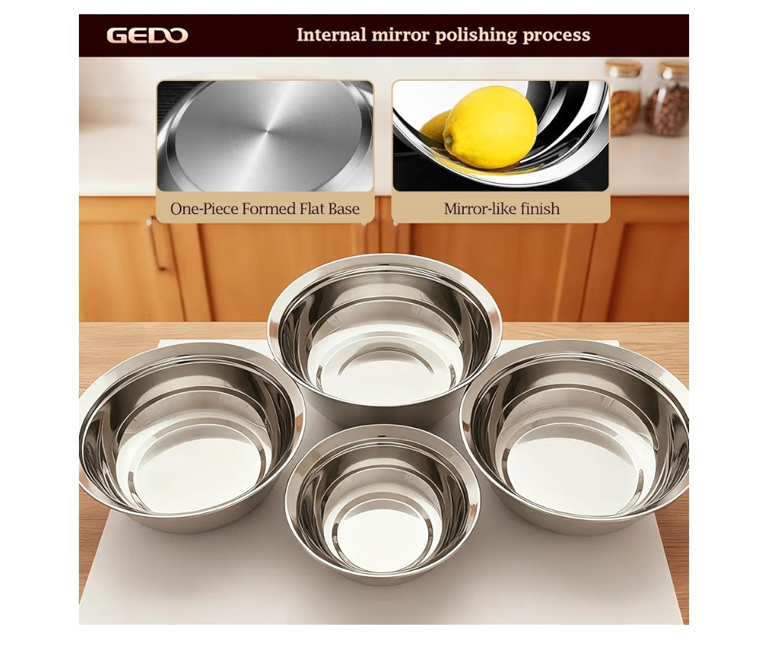 Gedo Stainless Steel 4pc Mixing Bowls