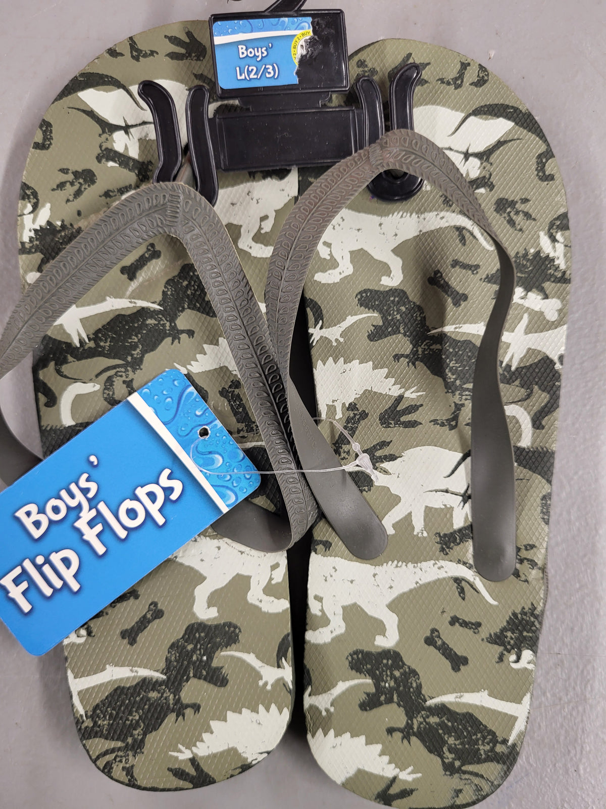 Dinosaur Flip Flops (Boys Large 2/3)