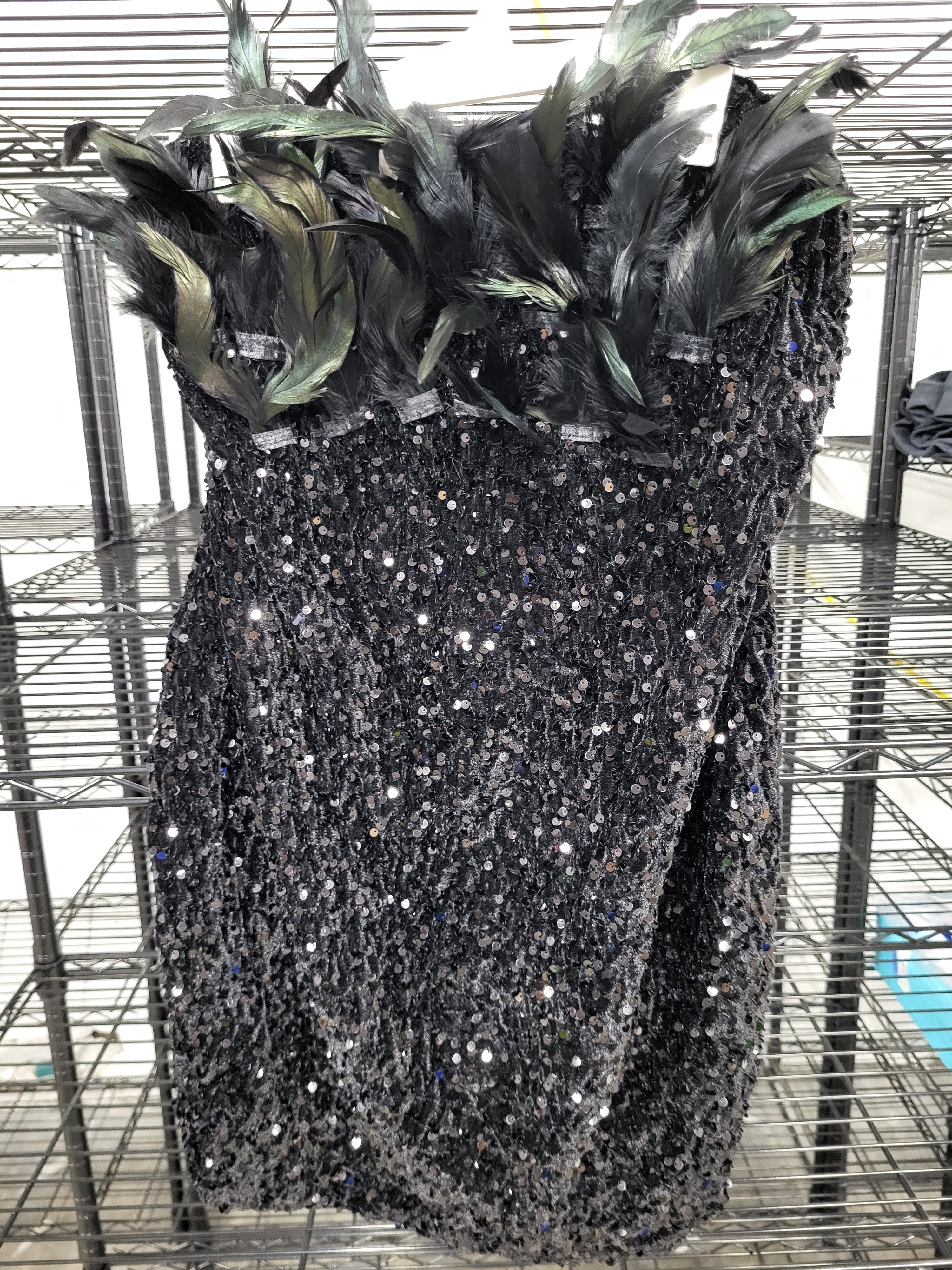 Strapless Sequin Feather Mini Dress (2XL)
