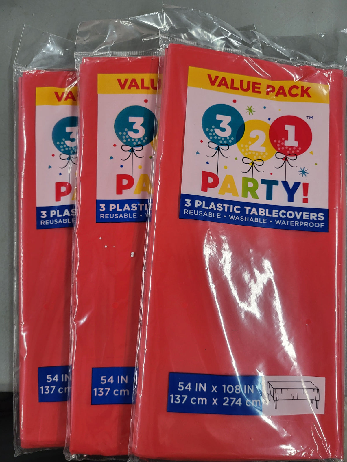 Red Plastic Table Covers 54" x 108" (9 Covers)