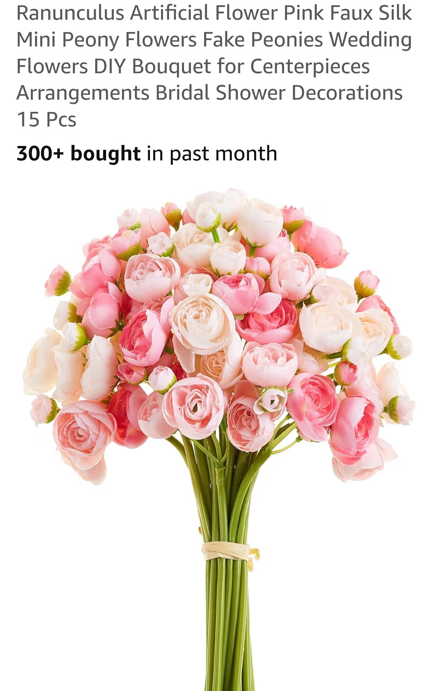 Ranunculus Artificial Flower Pink Faux Silk Mini Peony Flowers