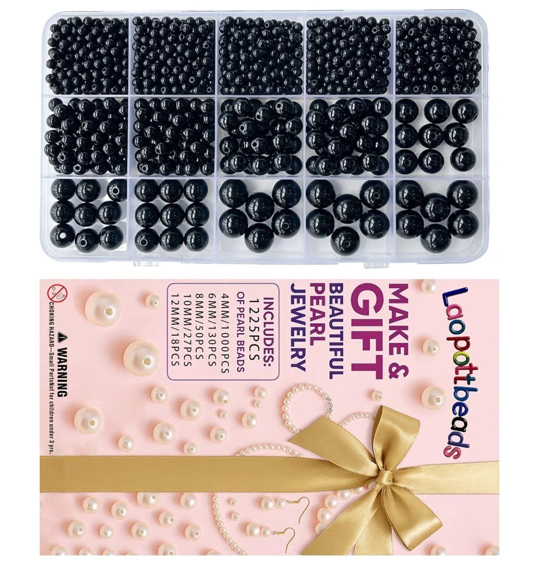 Pearl Beads, Black (1225pcs)