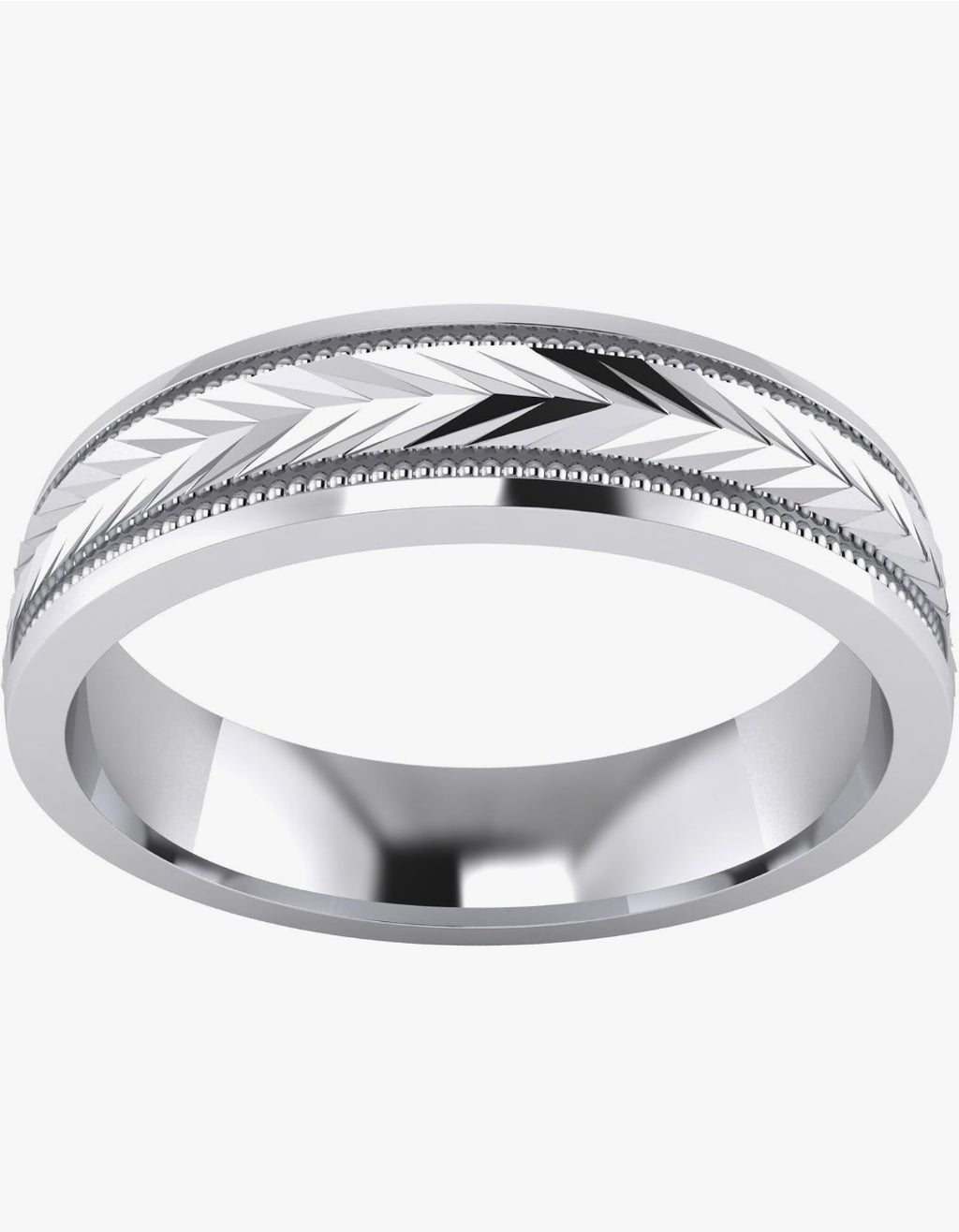 Landa Jewel Wedding Band Diamond Cut Pattern (Size 7)