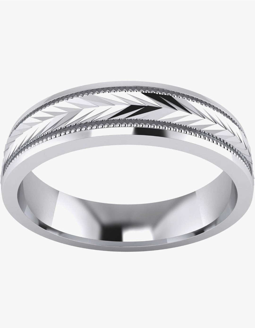 Landa Jewel Wedding Band Diamond Cut Pattern (Size 7)