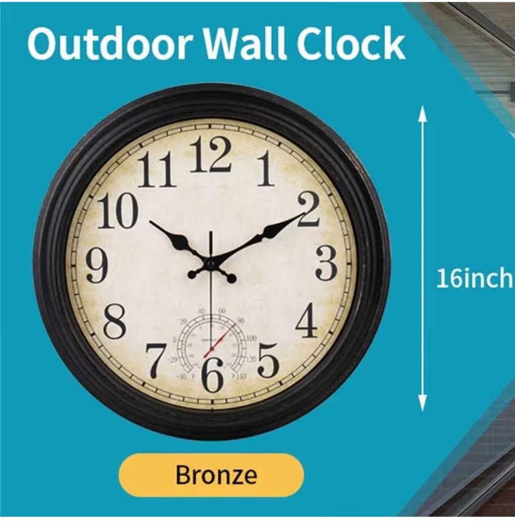 VINTAGE style Indoor/Outdoor Wall Clock (16in)