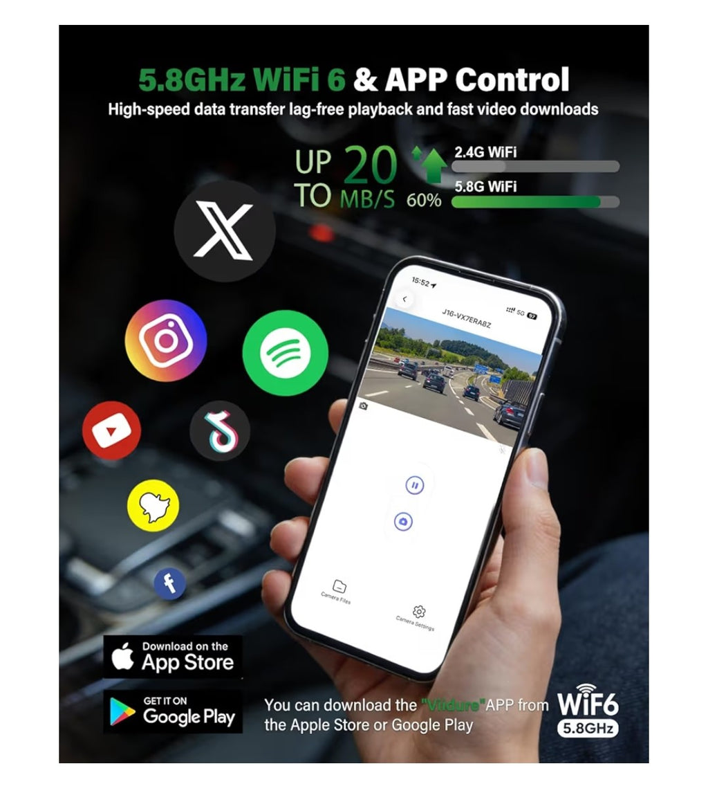 Nymzview 4K 3-Channel Wi-Fi Dash Cam