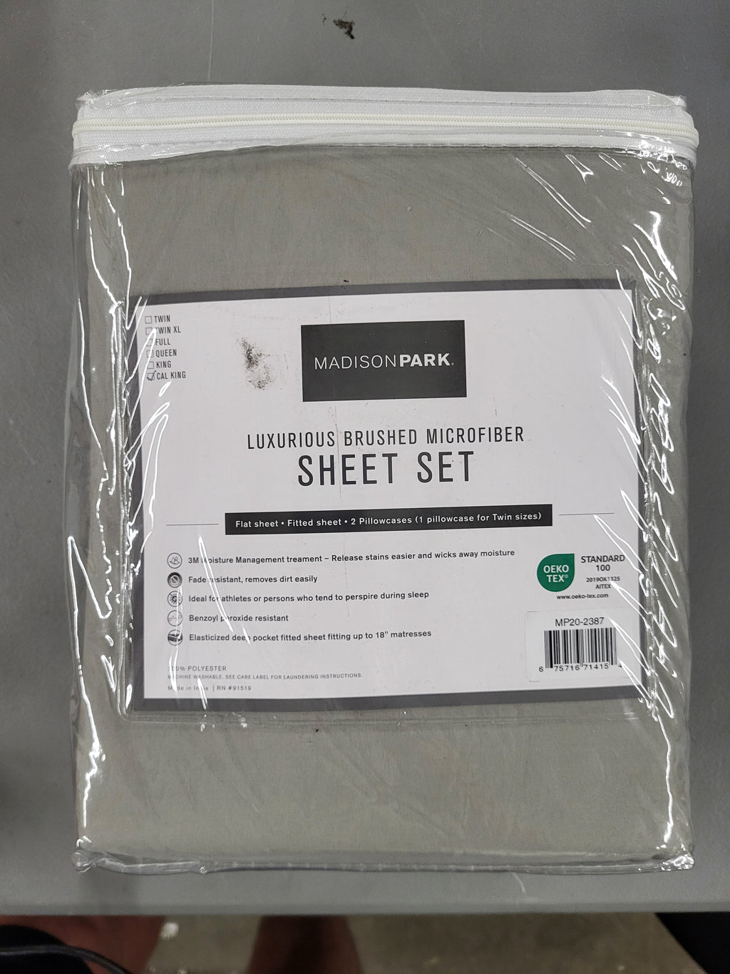 Madison Park Cal King 4 piece Sheet Set