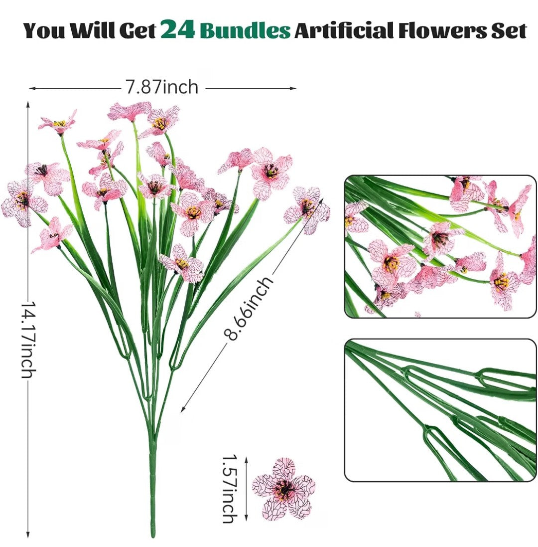 Artificial Flowers 24pcs (Pink)