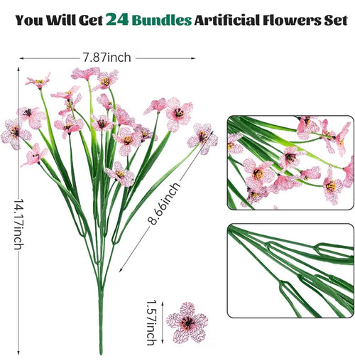 Artificial Flowers 24pcs (Pink)