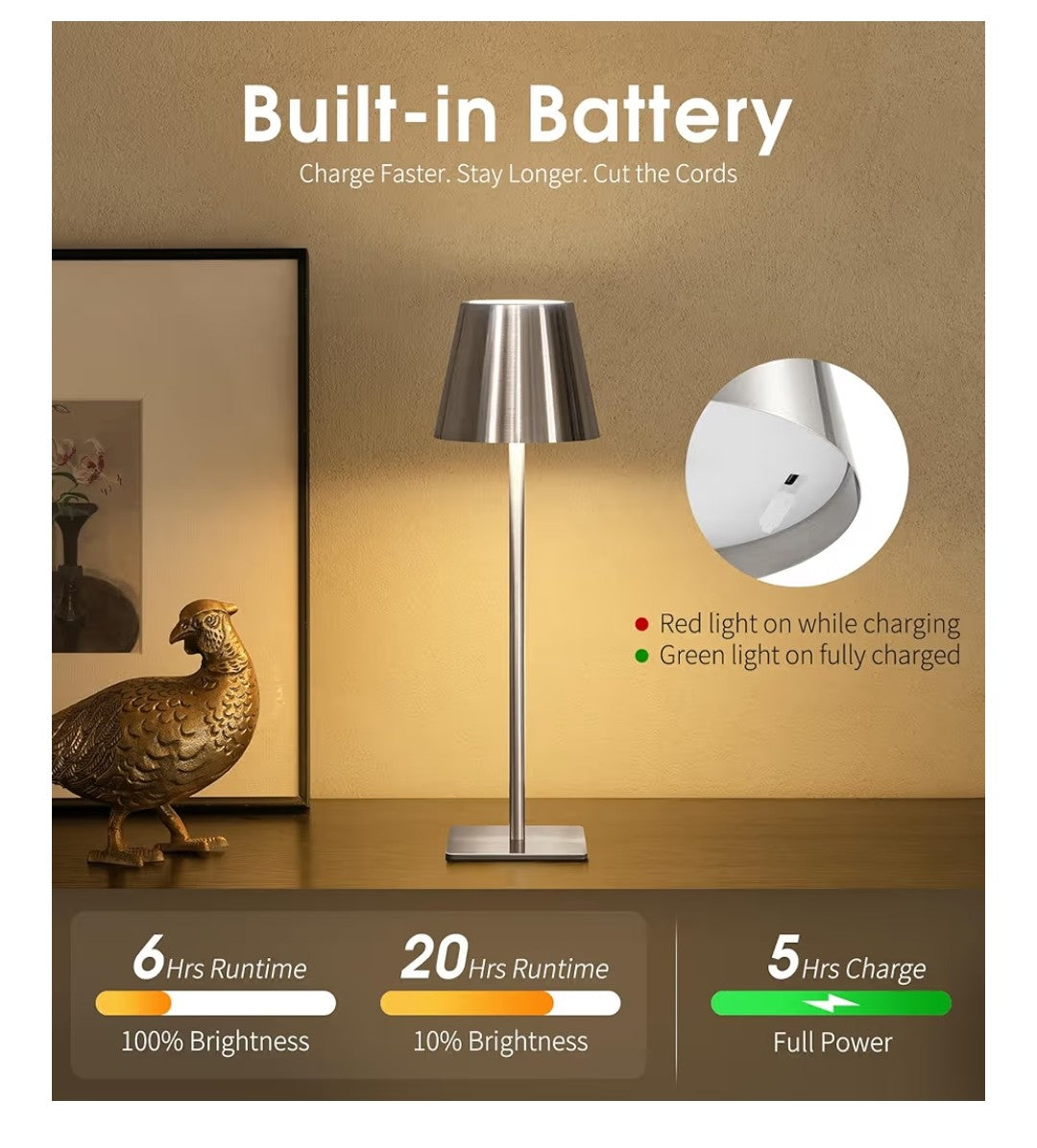 U.E Cordless Table Lamp 3 pack (Silver)