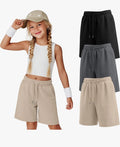 Girls Athletic Bermuda Shorts, 3 Pack (Size 5-16 Years)