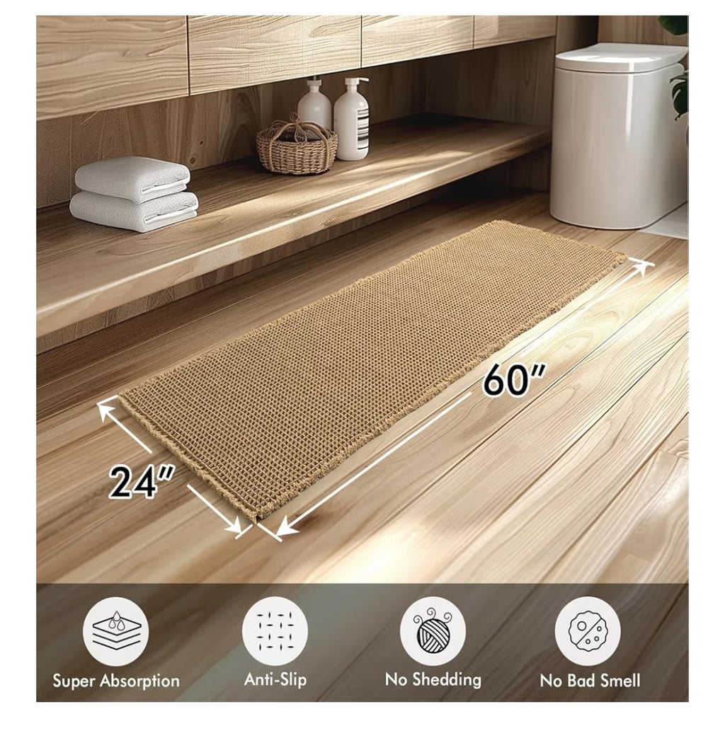 Miulee Waffle Bathroom Rug Runner 2 pack