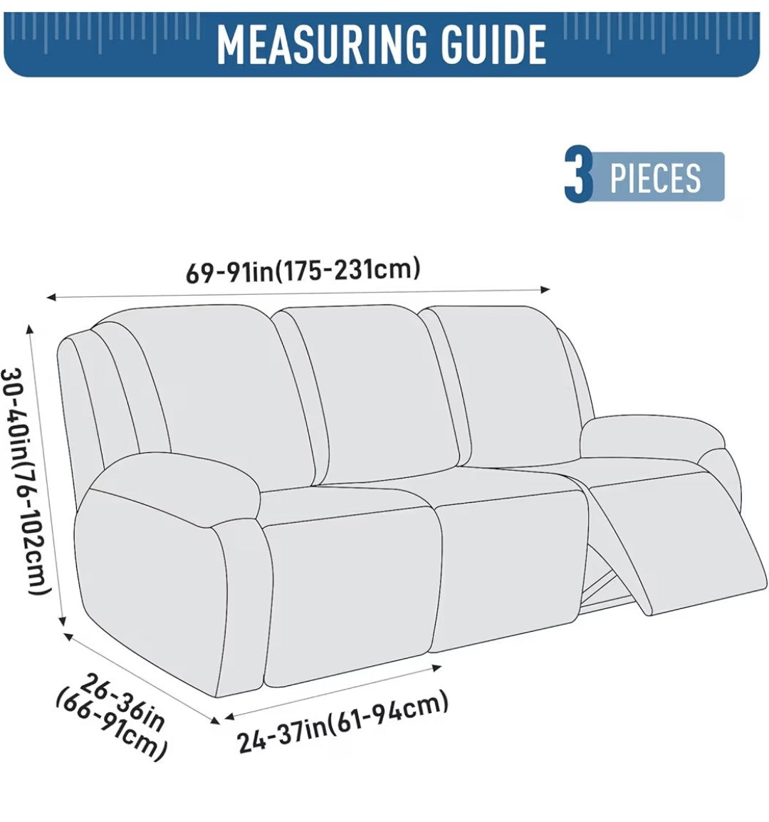 TAOCOCO 3 Seater Recliner Sofa Cover