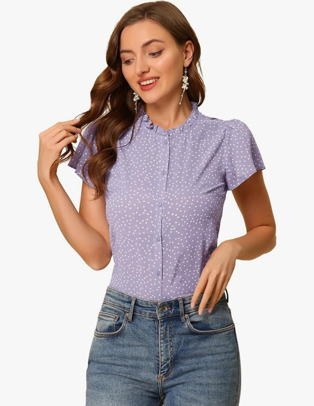 Ruffle Short Sleeve Blouse (Small)