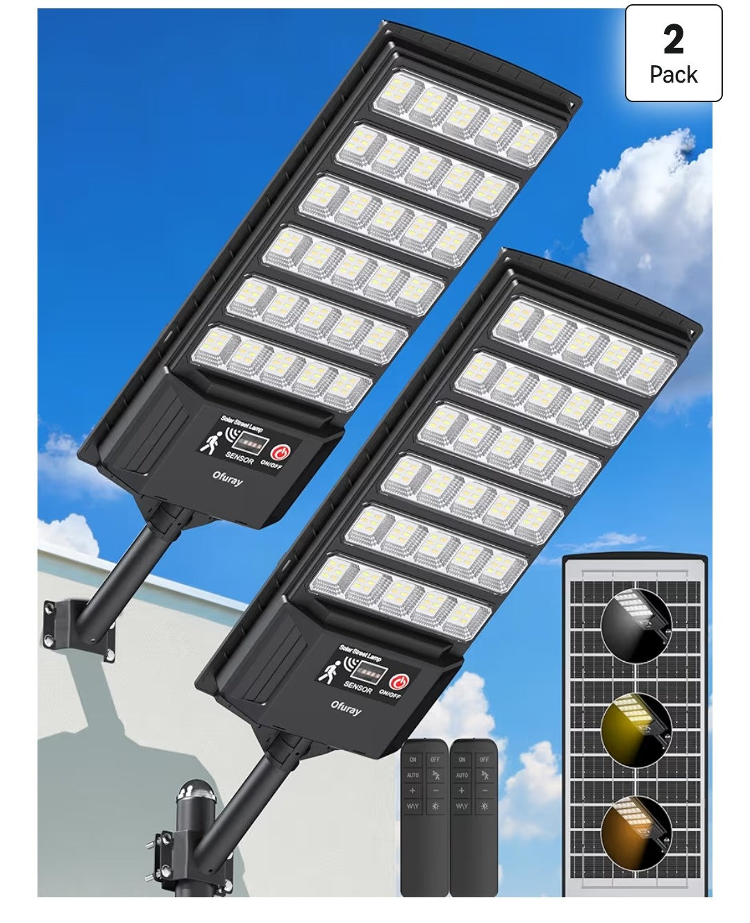 Solar Flood Lights (2 pack, 1 damaged)