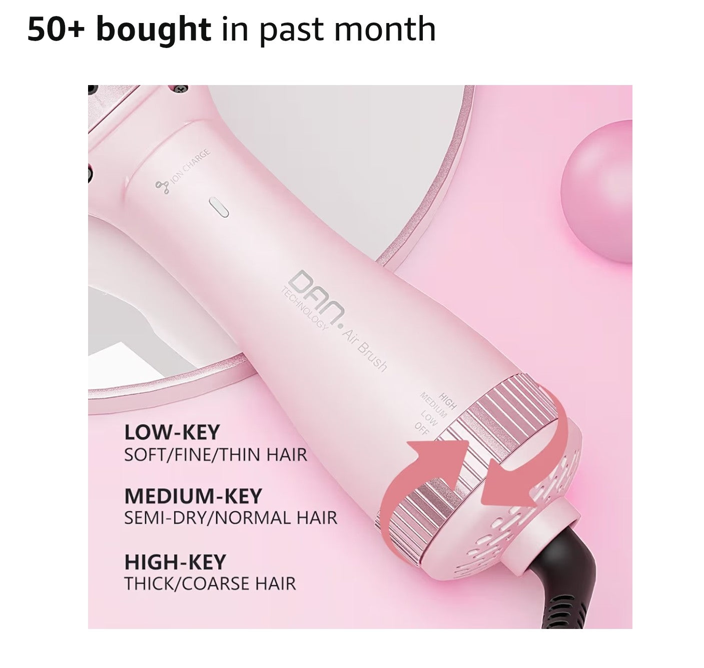 DAN Technology Hair Dryer, Negative Ion 3 in 1 Paddle Brush Dryer & Styler,