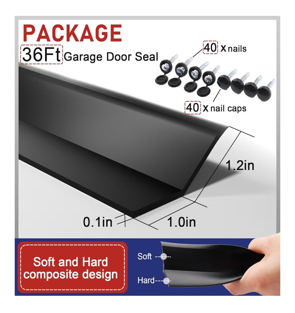 Garage Door Seal 36ft Weather atripping (Black)