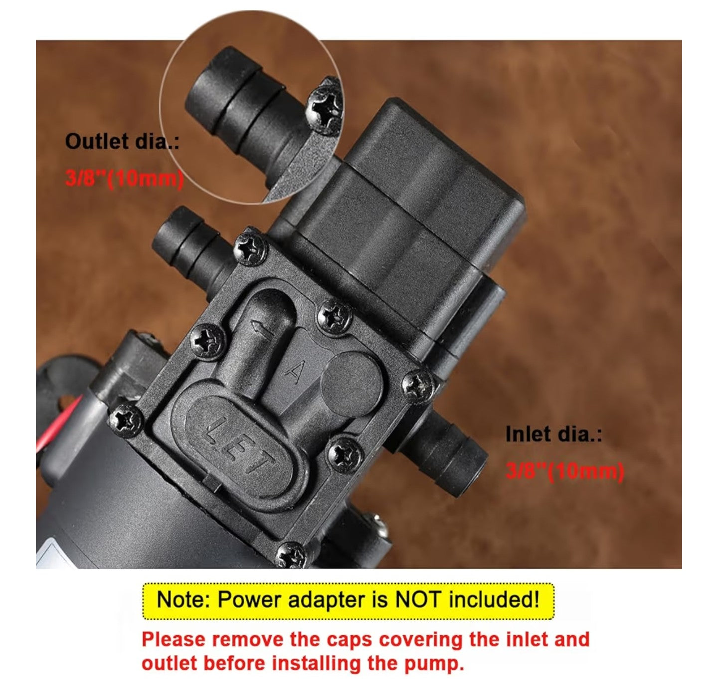12V DC Water Transfer Pump with 2 Hose Clamps.