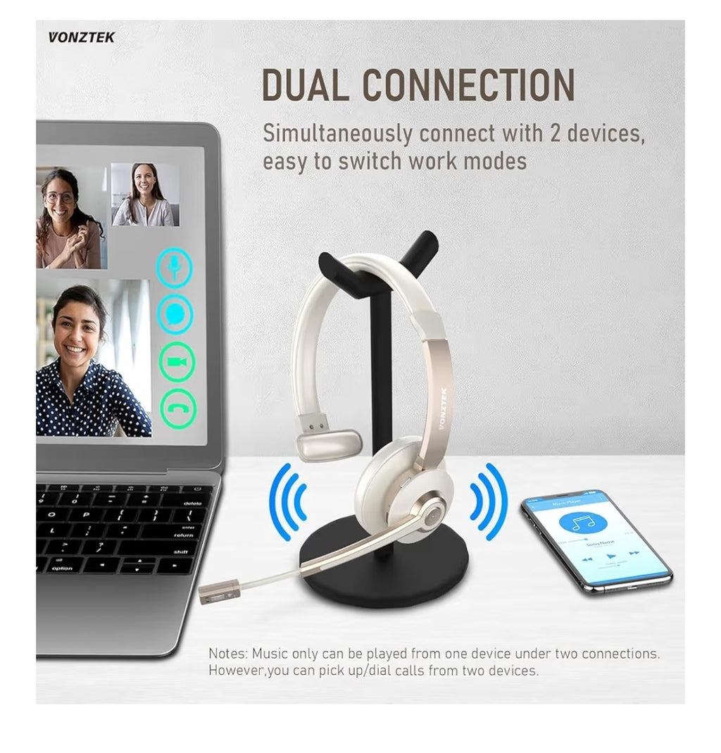 Vonztek Wireless Headset with Microphone