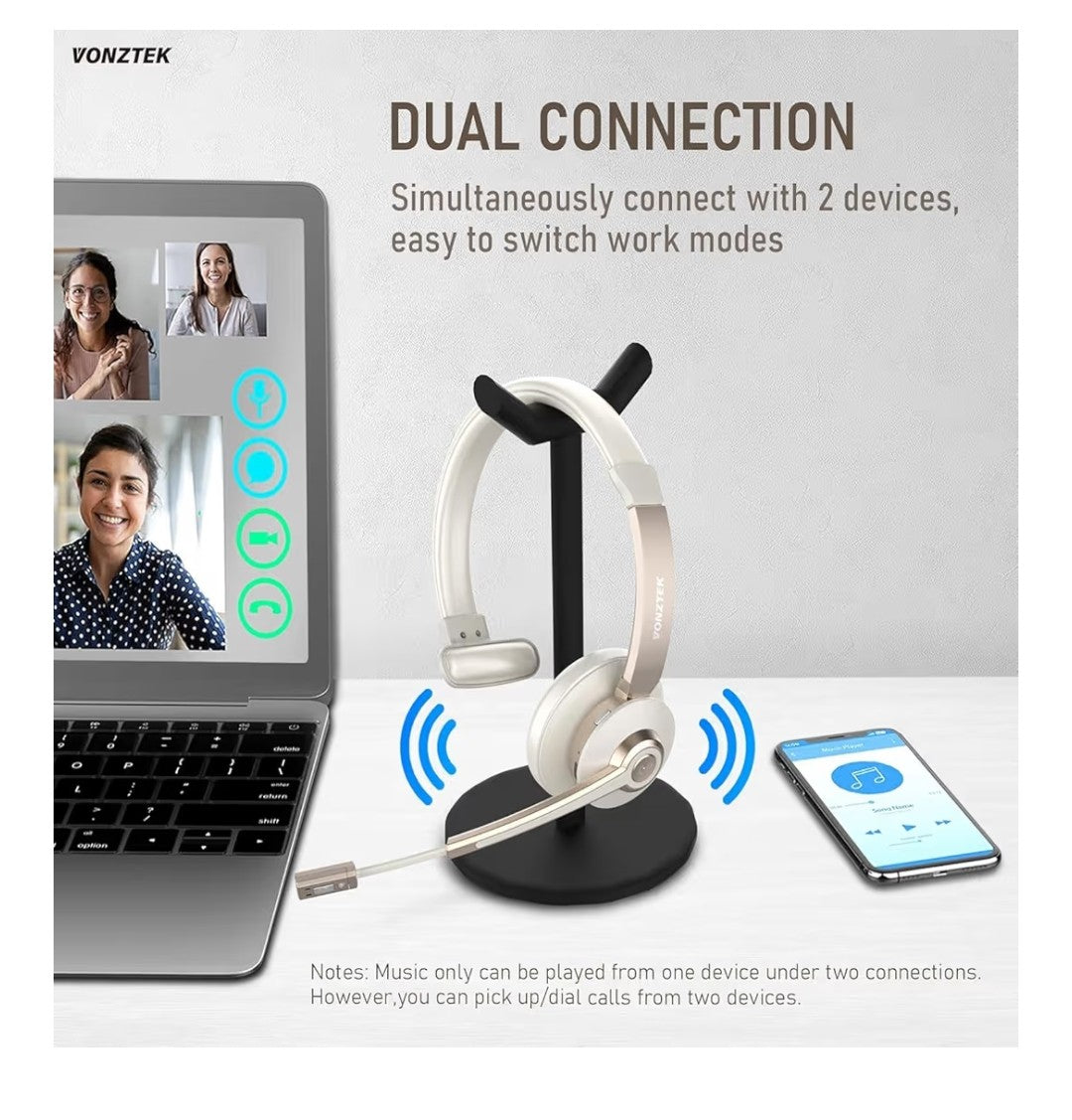 Vonztek Wireless Headset with Microphone