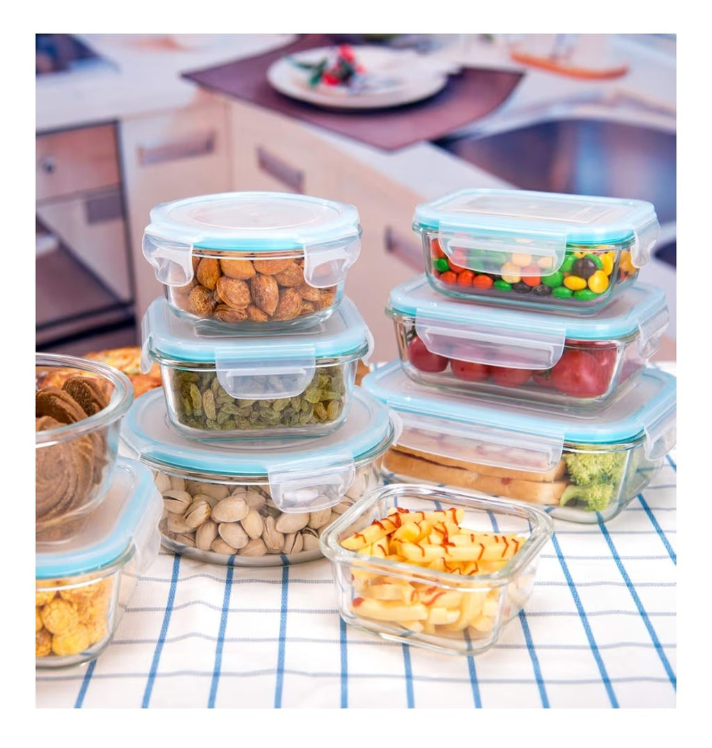 Glass Food Storage Containers 9 Containers and 9 Lids