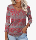 3/4 Sleeve V Neck Blouse (XL)