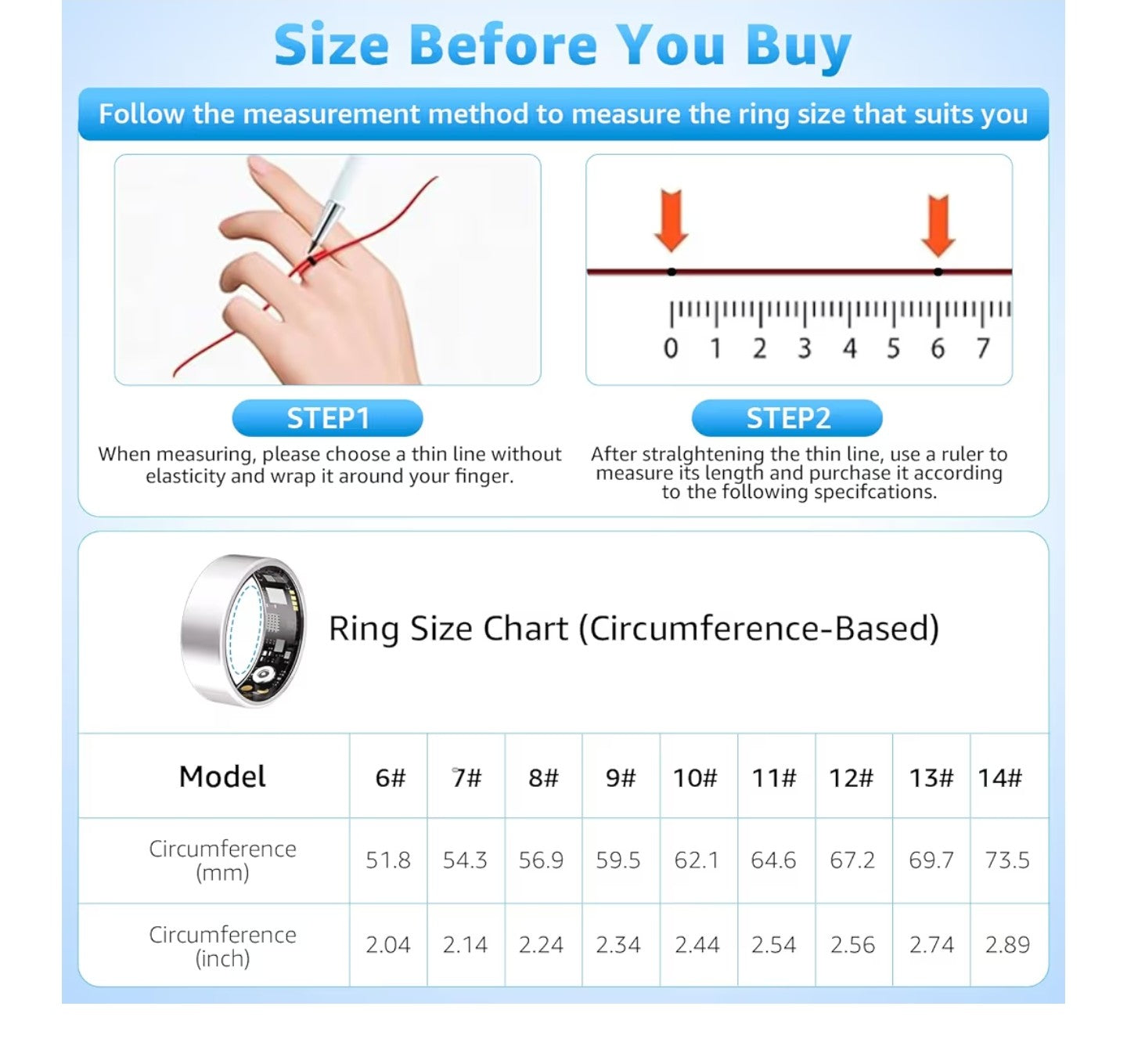 Smart Ring Health Tracker for Women & Men