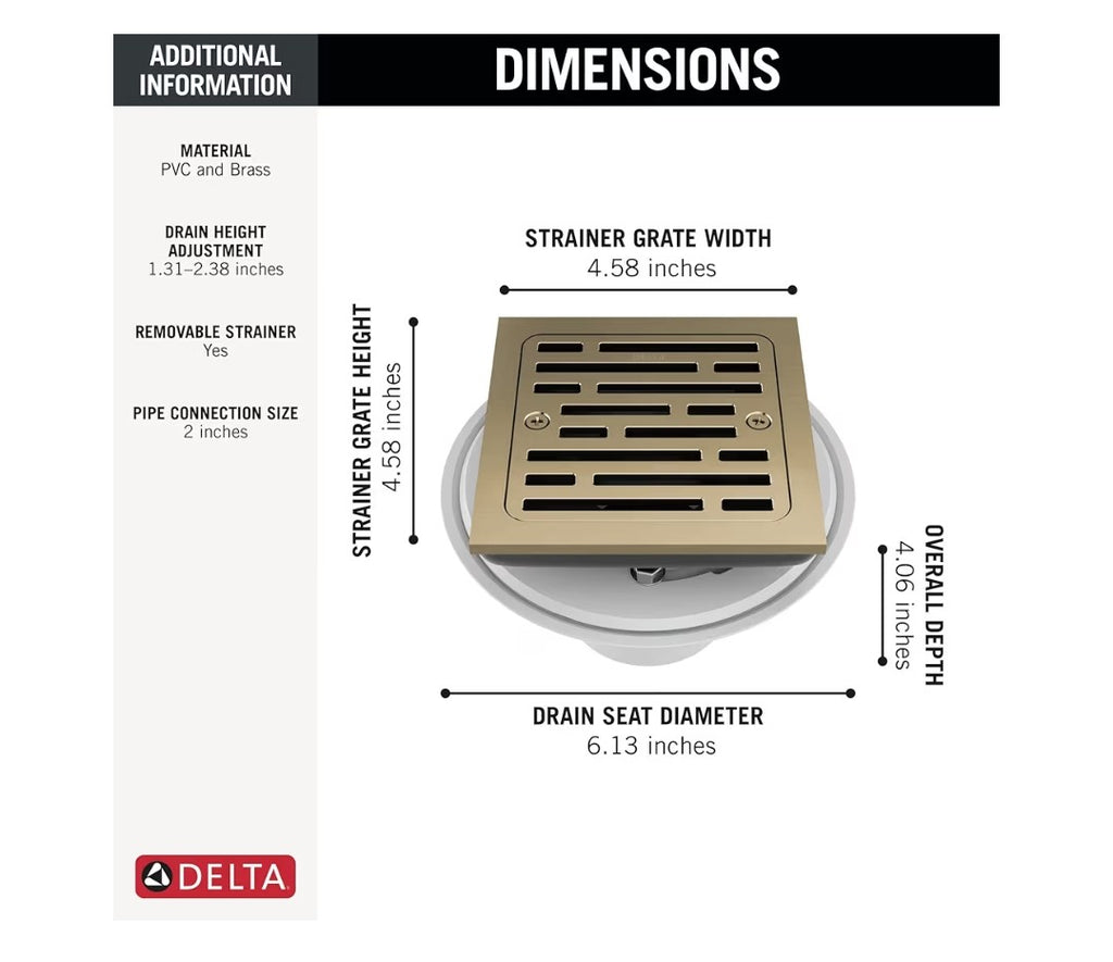 Delta Square Shower Floor Drain Kit (4in)