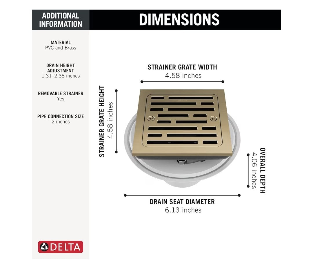 Delta Square Shower Floor Drain Kit (4in)