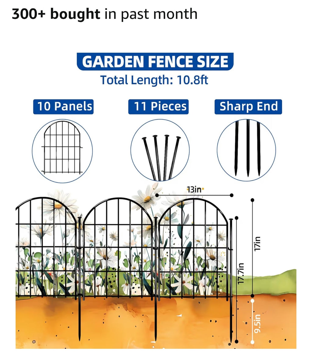 Decorative Garden Fence, 17in X 10.8ft No Dig Fence Panels