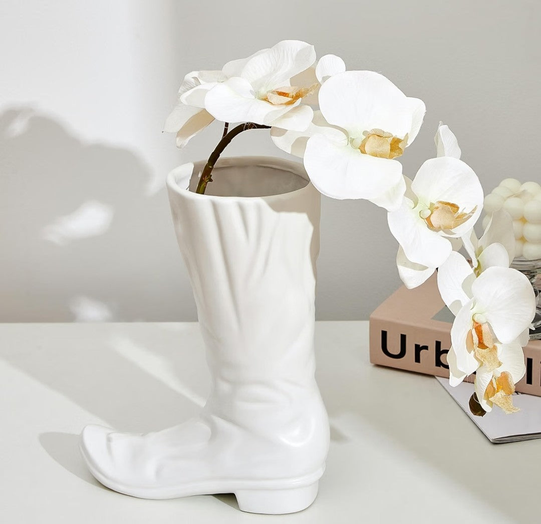 Ceramic Cowboy Boot Vase
