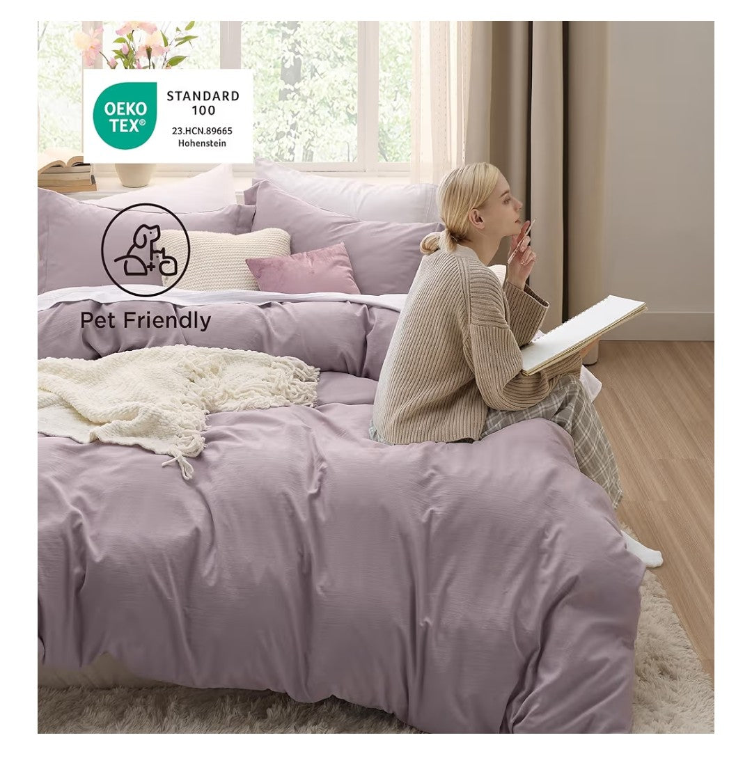 Bedsure King Size Duvet Cover 3pcs (Lilac Purple)