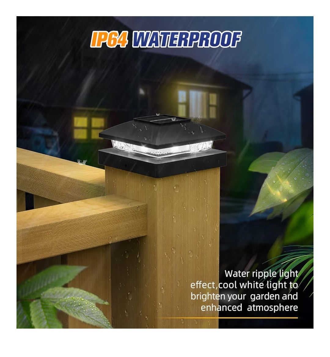 Solar Post Cap Lights for 4x4 Posts 8 pack (Black)