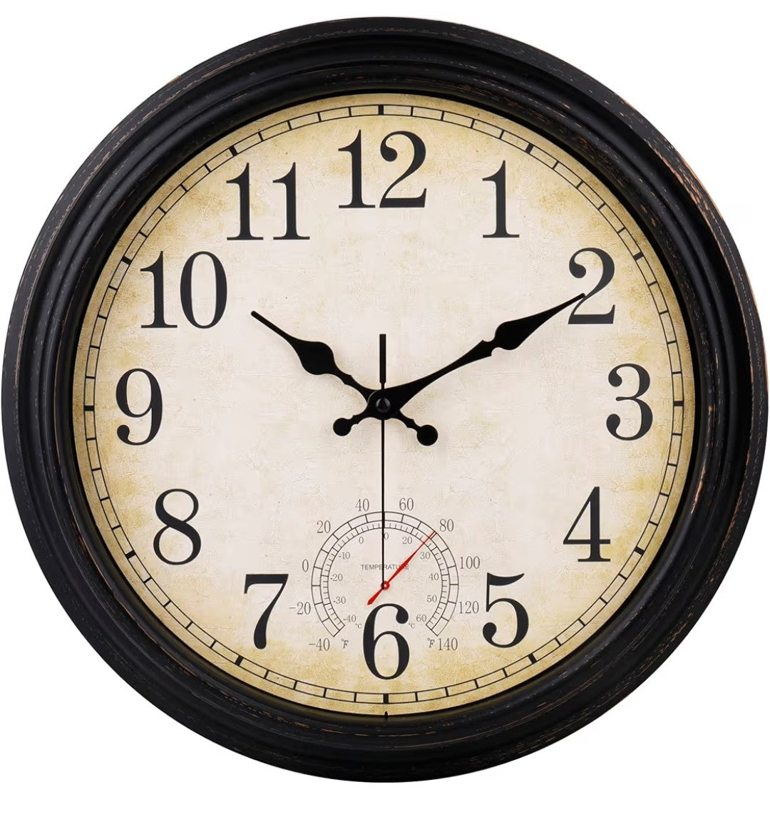 VINTAGE style Indoor/Outdoor Wall Clock (16in)