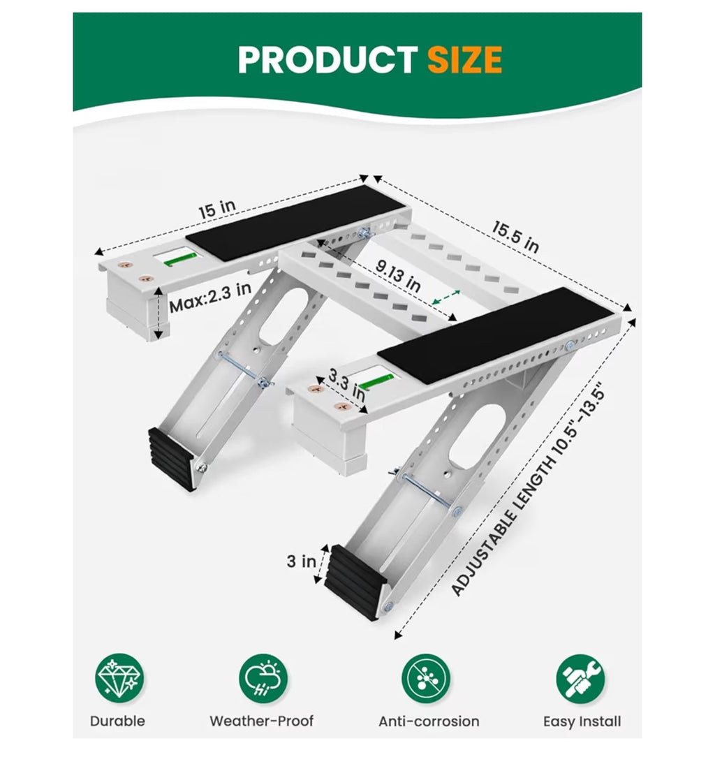 Window Air Conditioner Support Bracket: Heavy Duty Window AC Bracket with 2 Arms.