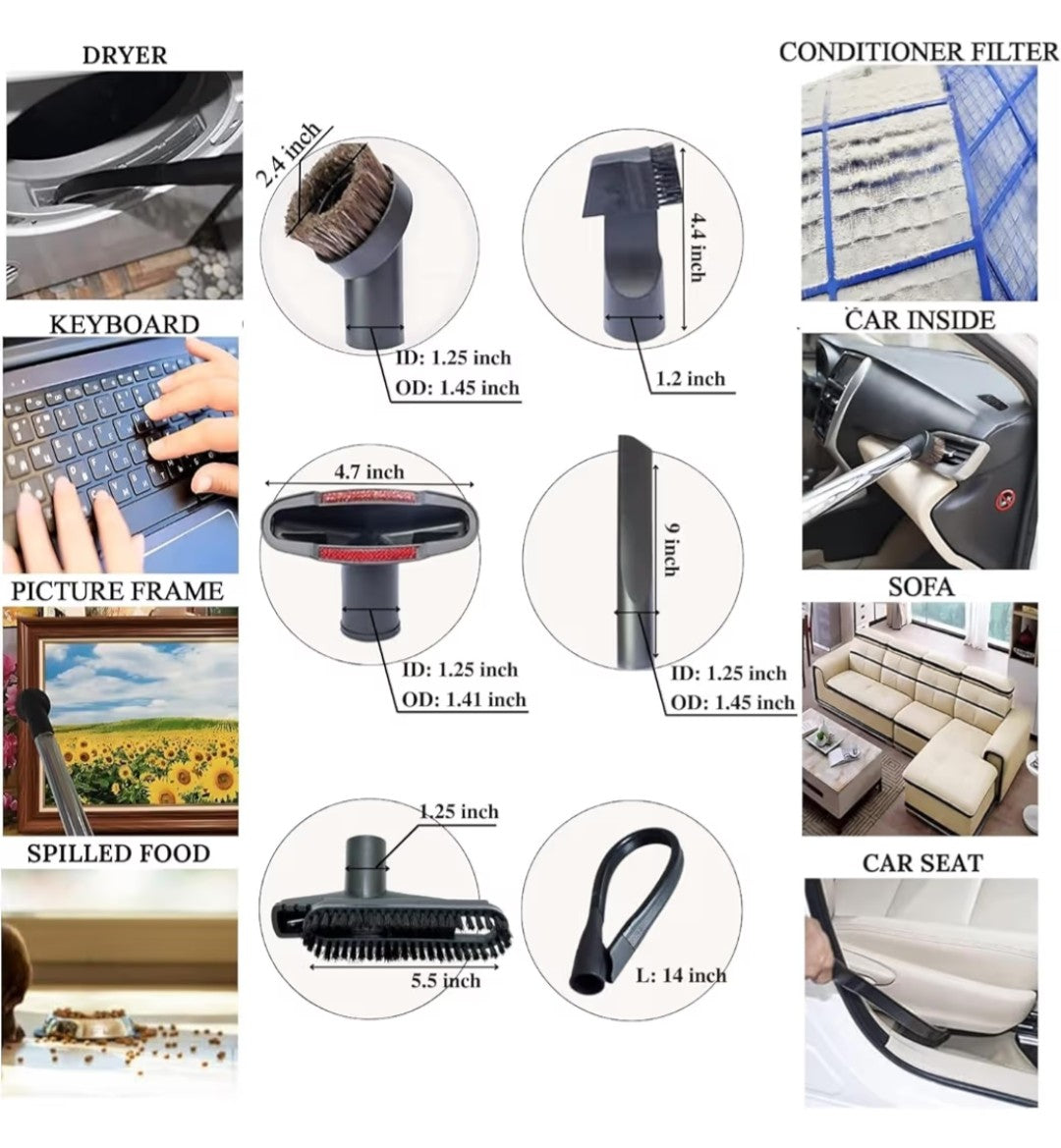 Vacext Universal Vacuum Attachments and Brushes Kit