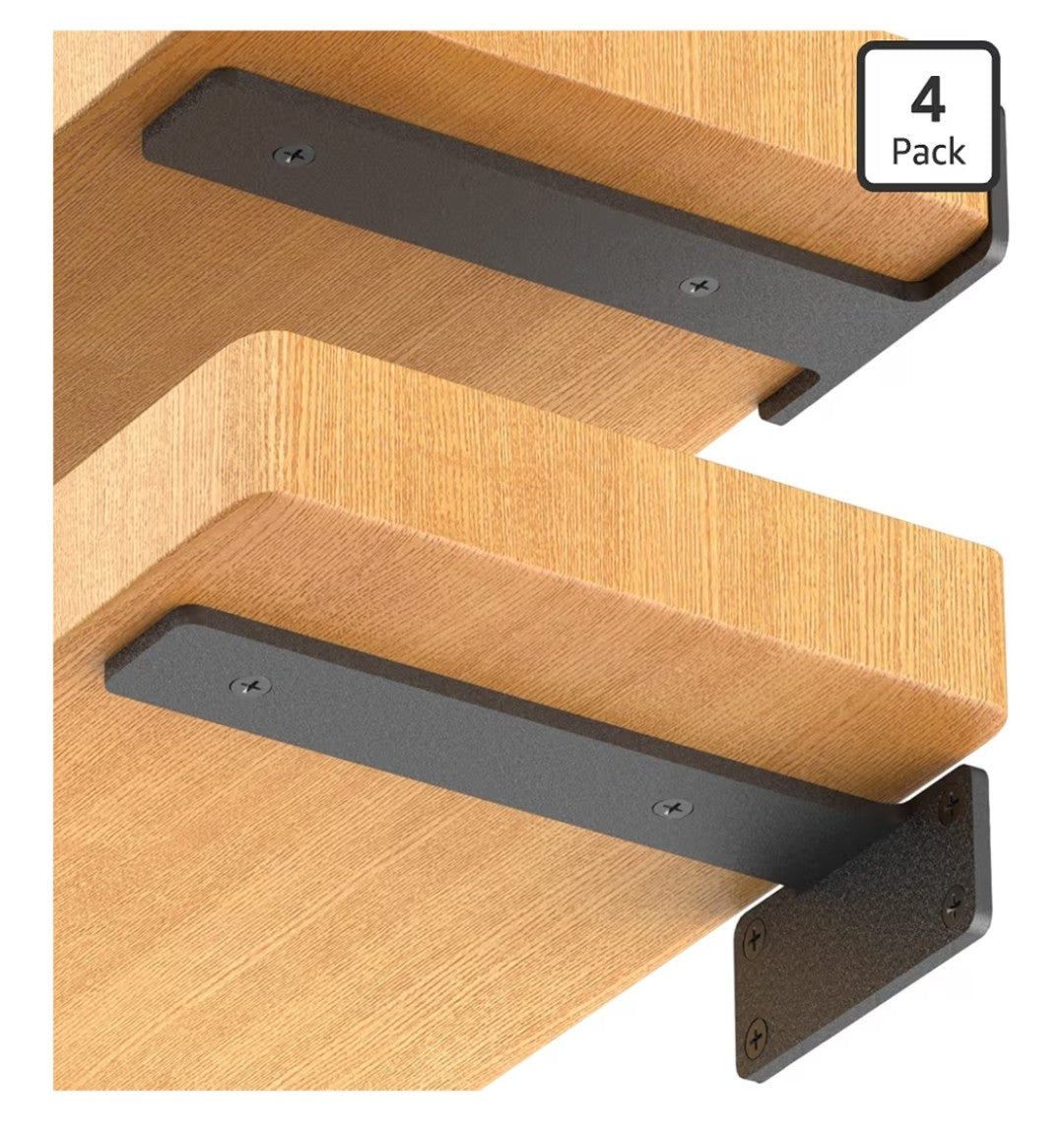 Floating Shelf Bracket 4 pack (Black)