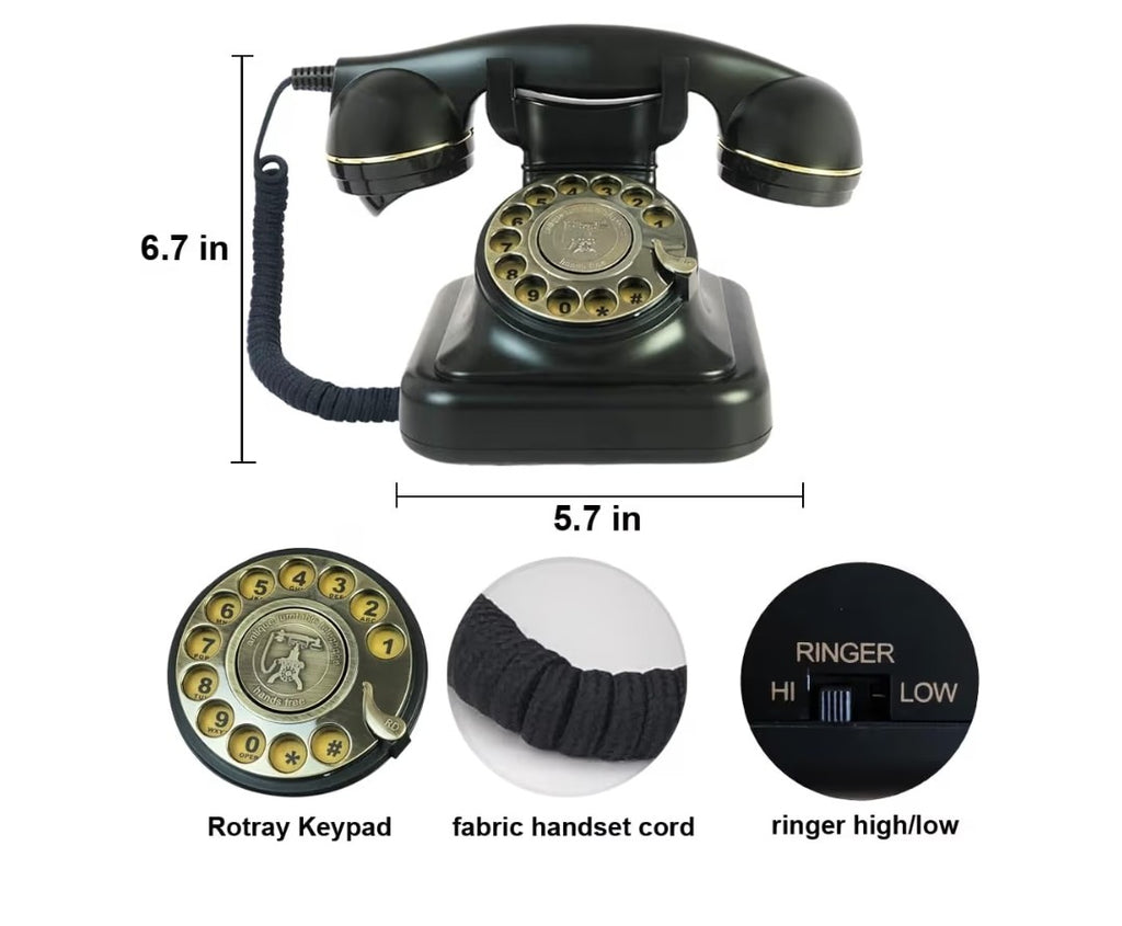 TelPal Corded Rotary Phone (Black)