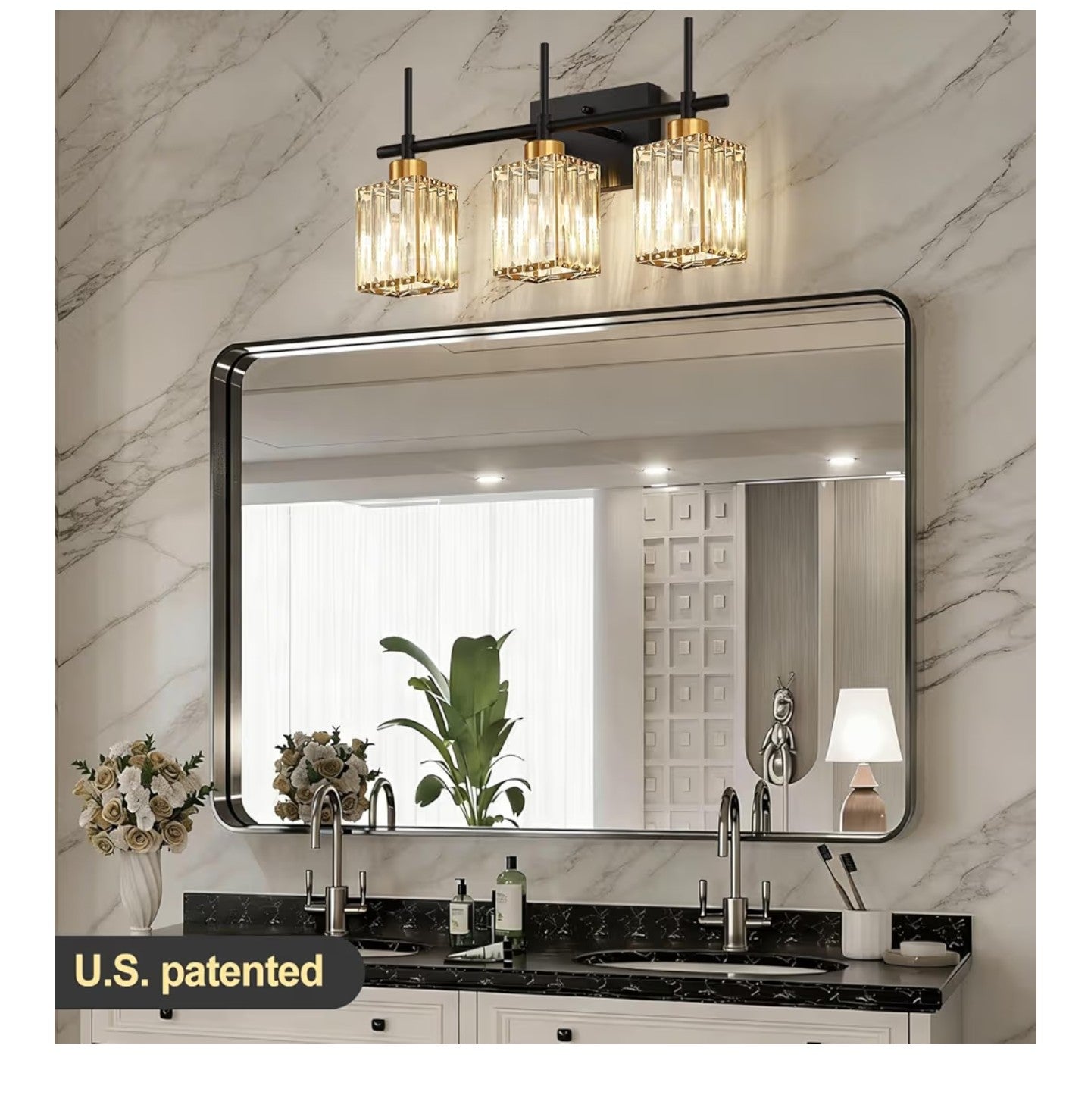 Torondo Modern Crystal 3-Light Vanity Lights for Bathroom